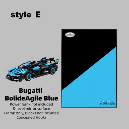 Wall Display Frame For LEGO® TECHNIC™ Bugatti Bolide Agile Blue Mid-Size Car 42162 (Model Not Included)