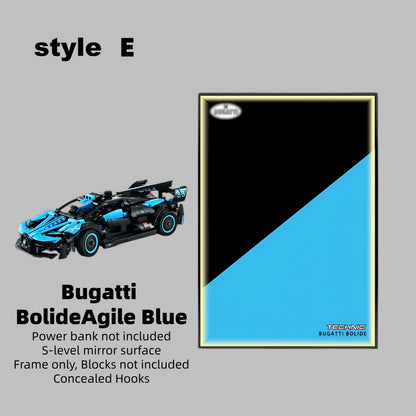 Wall Display Frame For LEGO® TECHNIC™ Bugatti Bolide Agile Blue Mid-Size Car 42162 (Model Not Included)