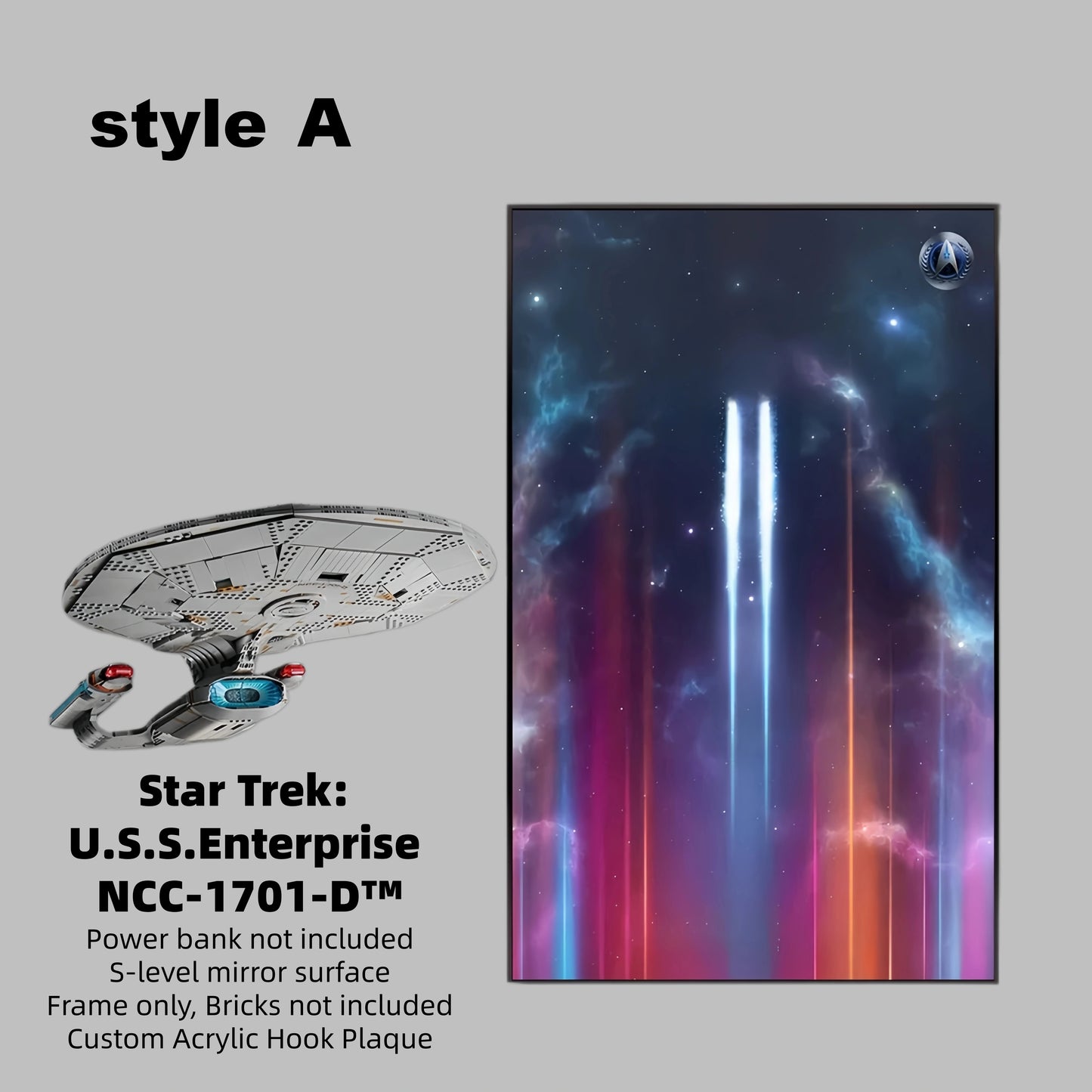 Wall Display frame for LEGO® ICONS Star Trek: U.S.S. Enterprise NCC-1701-D™ 10356(Model Not Included)
