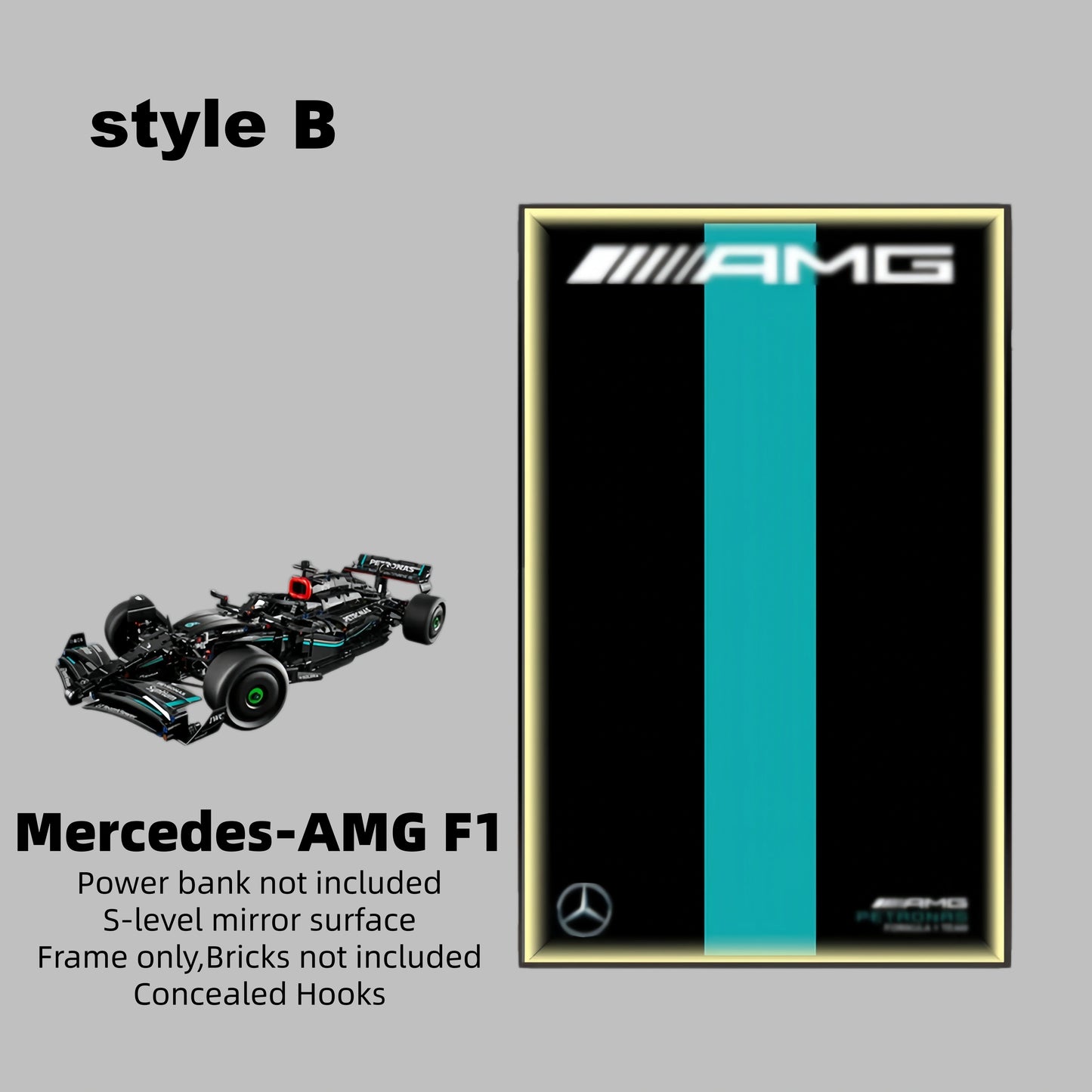 Wall Display Frame For LEGO® TECHNIC™ Mercedes AMG F1 42171(Model Not Included)