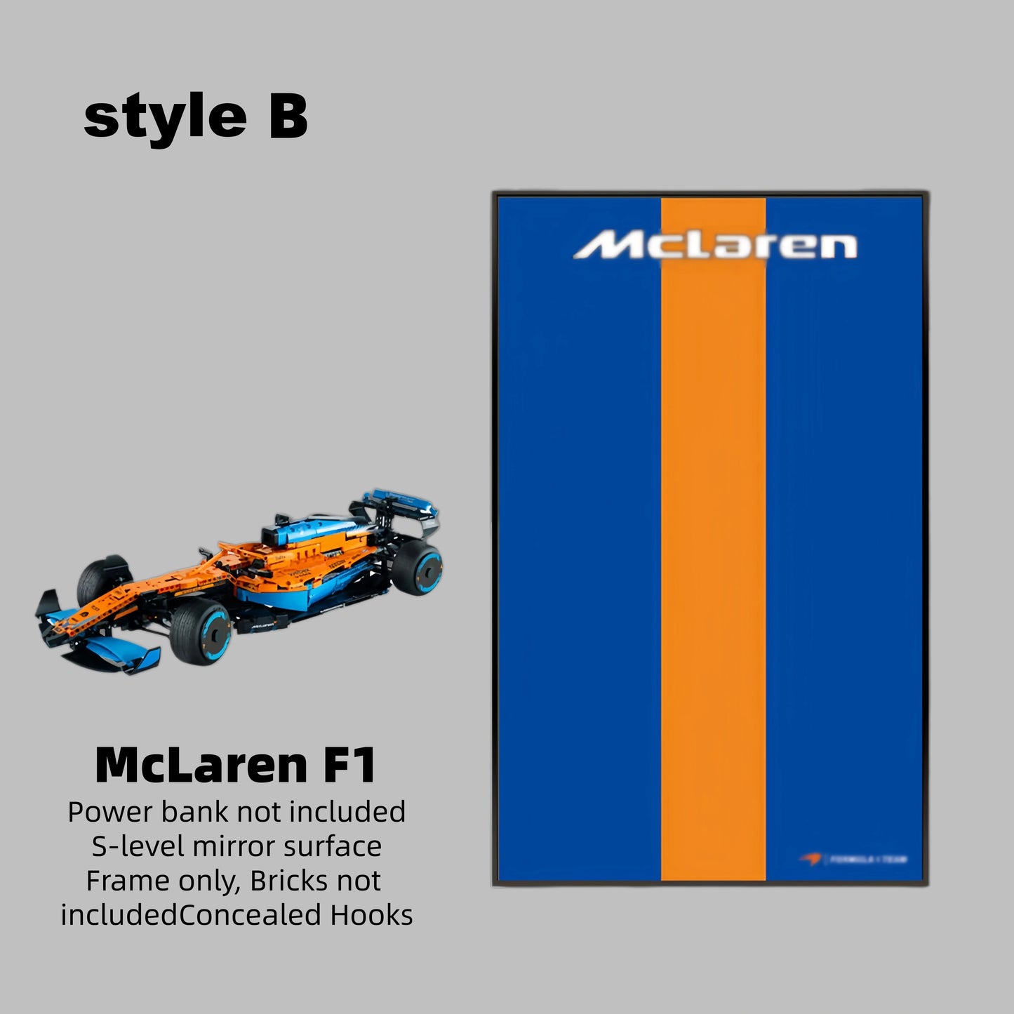 Wall Display Frame For LEGO® TECHNIC™ McLaren F1 42141 (Model Not Included)