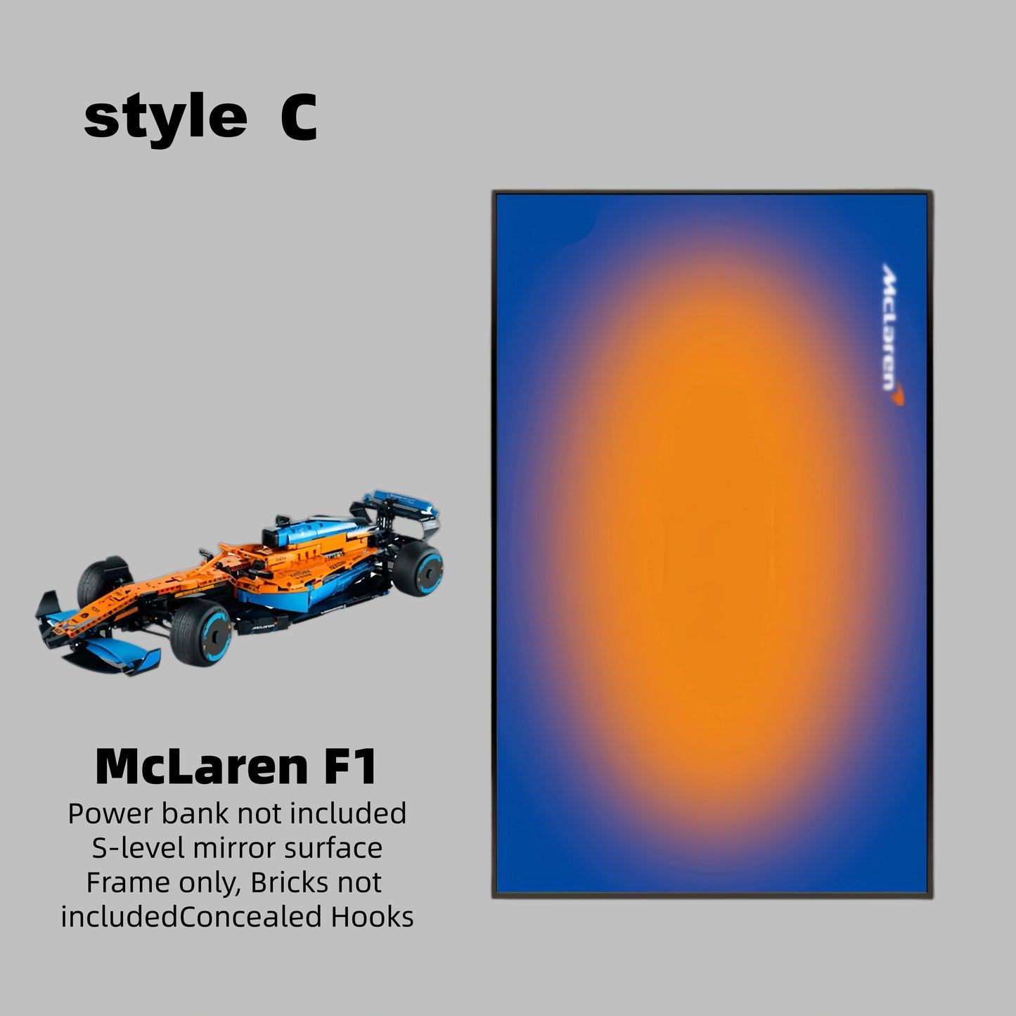 Wall Display Frame For LEGO® TECHNIC™ McLaren F1 42141 (Model Not Included)