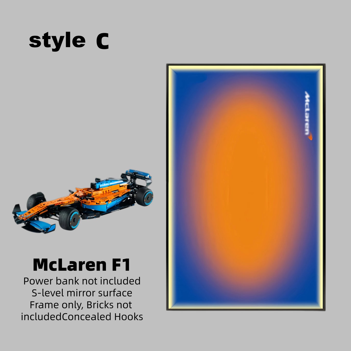 Wall Display Frame For LEGO® TECHNIC™ McLaren F1 42141 (Model Not Included)