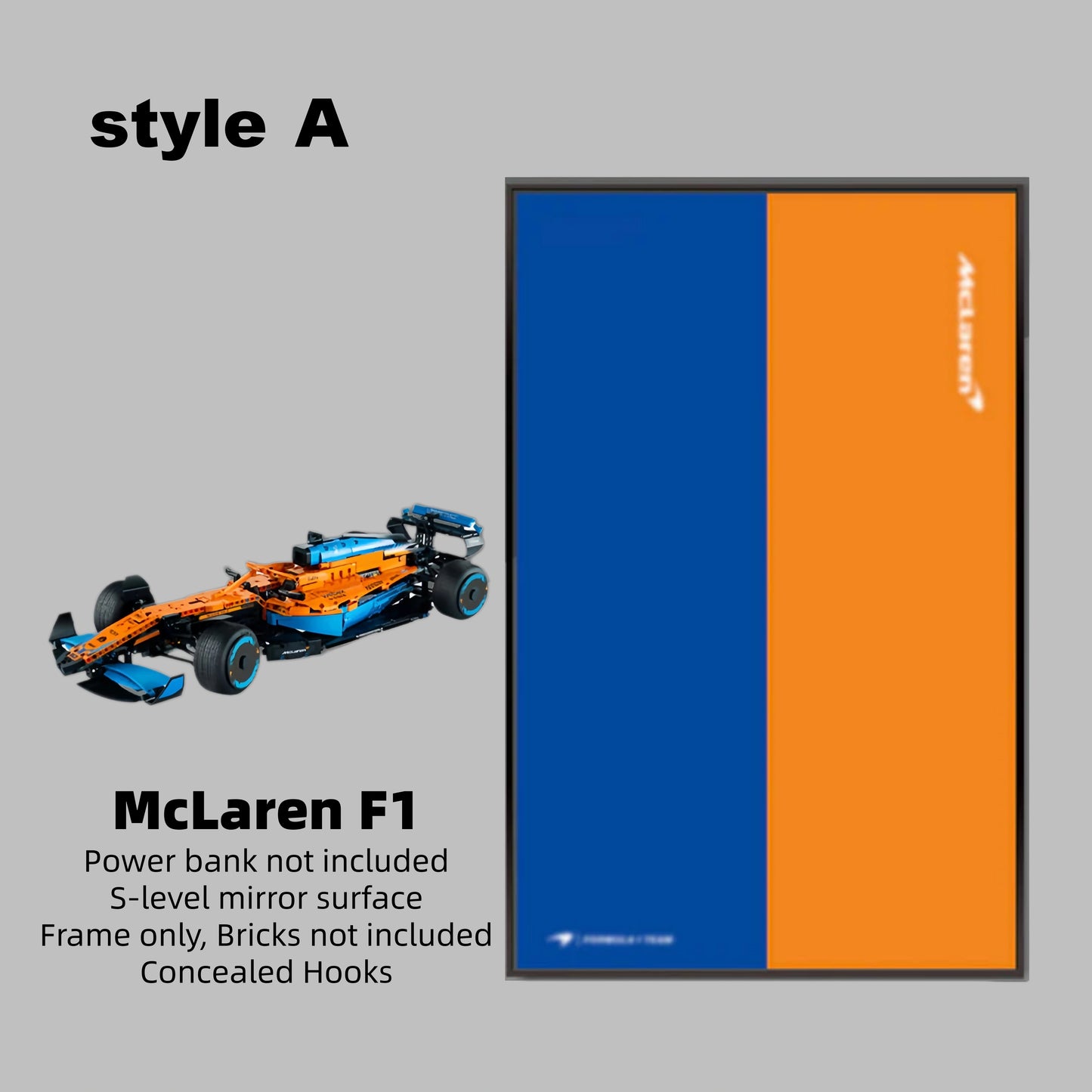 Wall Display Frame For LEGO® TECHNIC™ McLaren F1 42141 (Model Not Included)