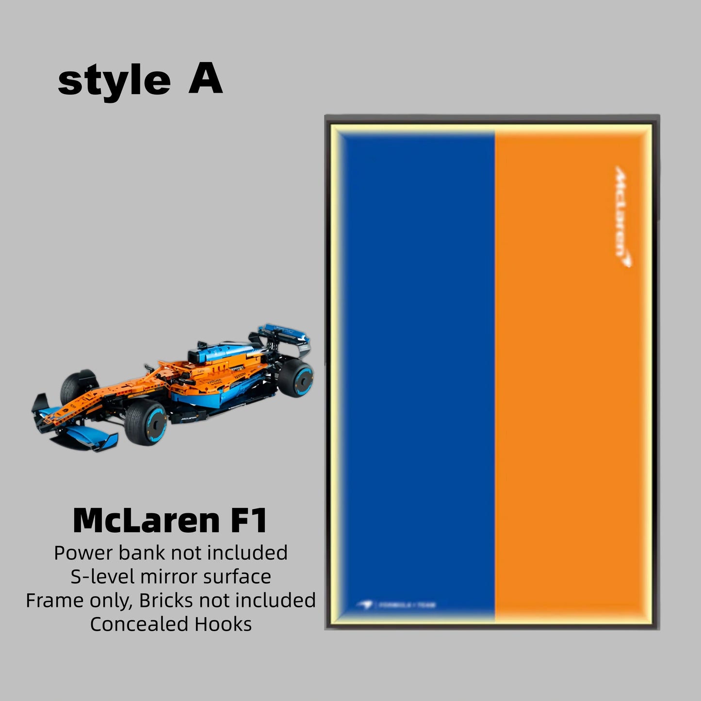 Wall Display Frame For LEGO® TECHNIC™ McLaren F1 42141 (Model Not Included)