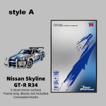 Wall Display Frame For LEGO® TECHNIC 42210 2 FAST 2 FURIOUS NISSAN SKYLINE GT-R (R34) CAR(Model Not Included)
