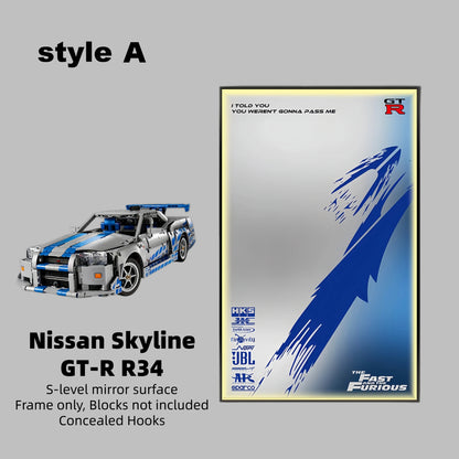 Wall Display Frame For LEGO® TECHNIC 42210 2 FAST 2 FURIOUS NISSAN SKYLINE GT-R (R34) CAR(Model Not Included)