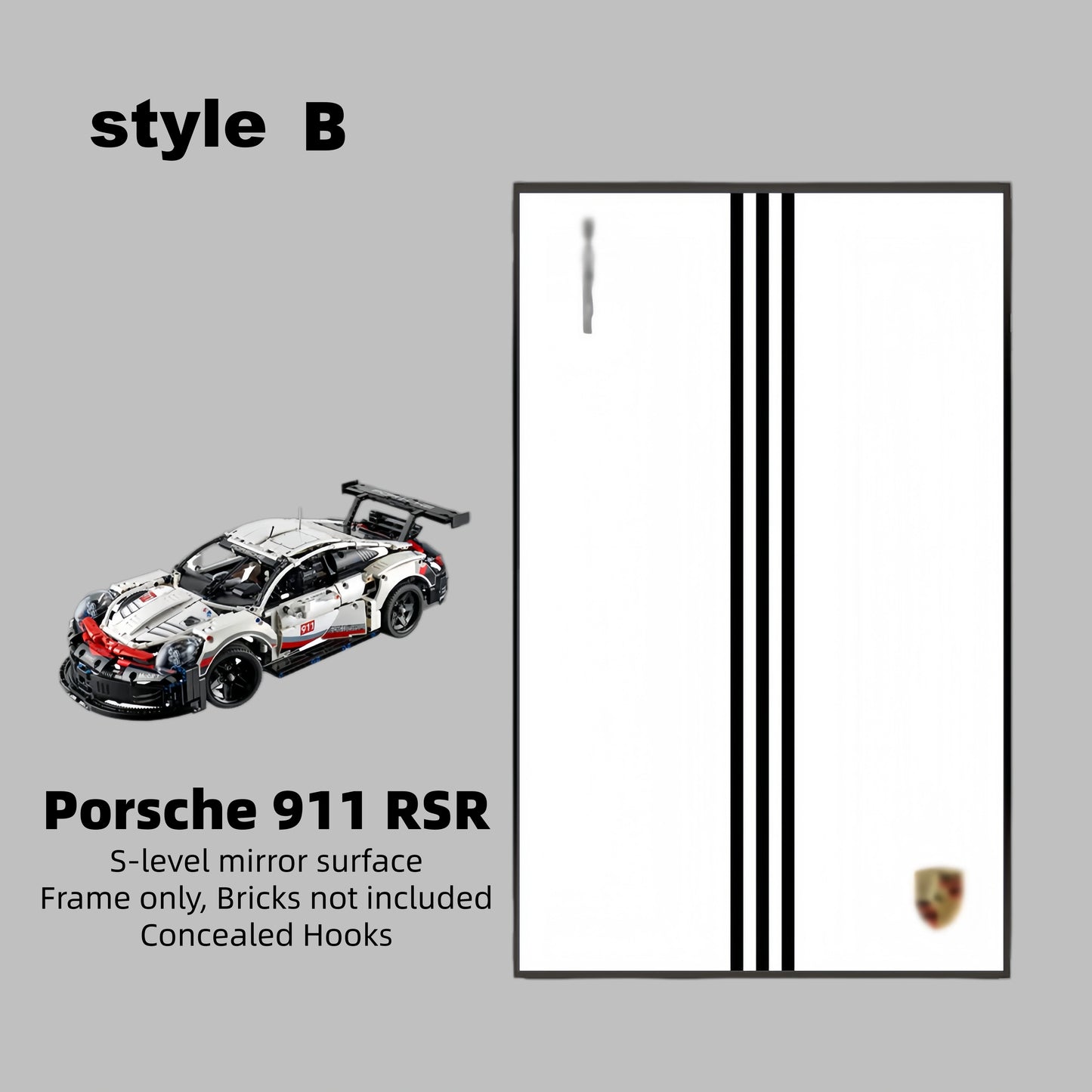 Wall Display Frame For LEGO® TECHNIC™ Porsche 911 RSR 42096(Model Not Included)