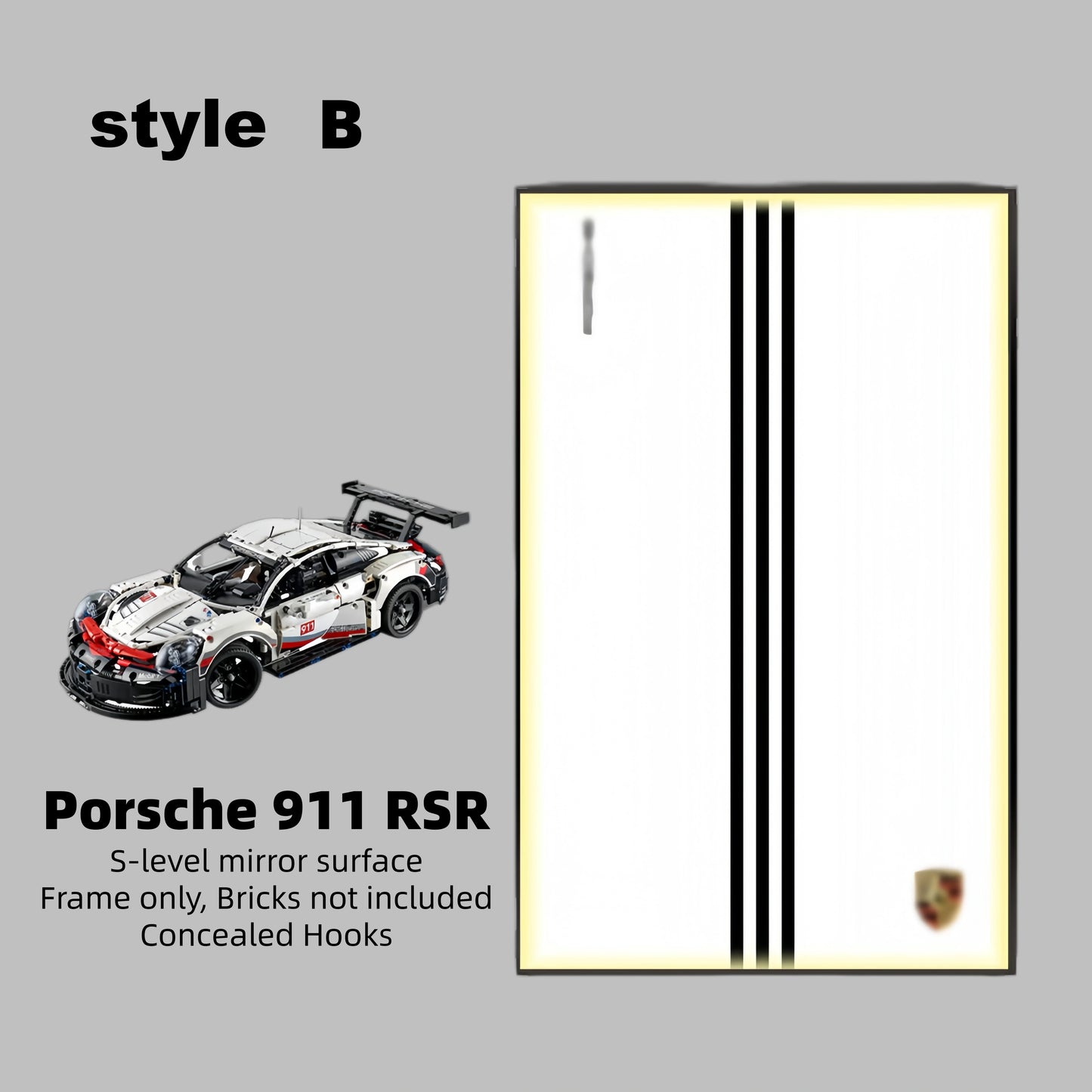 Wall Display Frame For LEGO® TECHNIC™ Porsche 911 RSR 42096(Model Not Included)