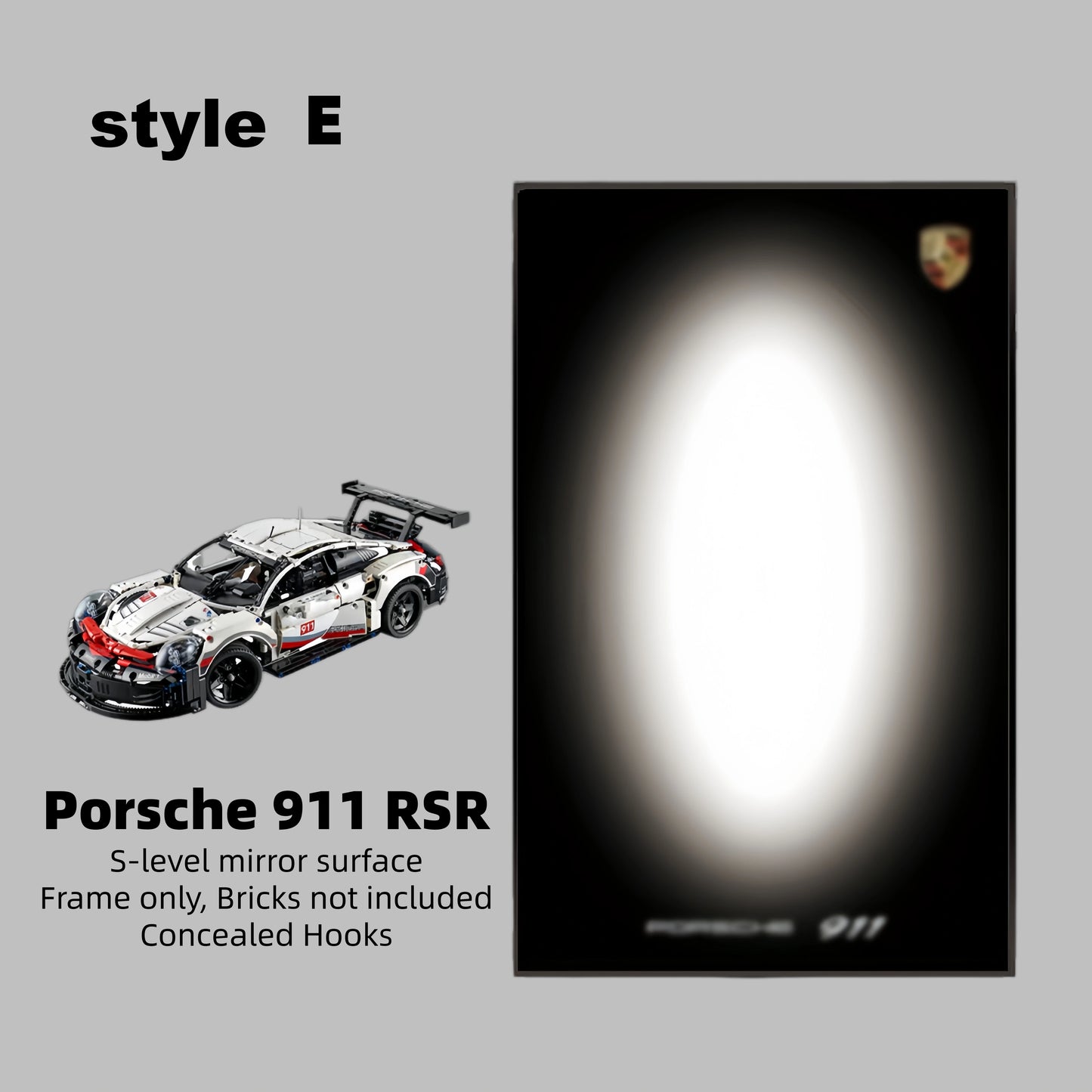 Wall Display Frame For LEGO® TECHNIC™ Porsche 911 RSR 42096(Model Not Included)