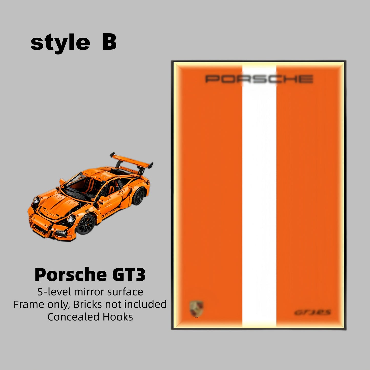 Wall Display Frame For LEGO® TECHNIC™ Porsche 911 GT3 RS 42056(Model Not Included)