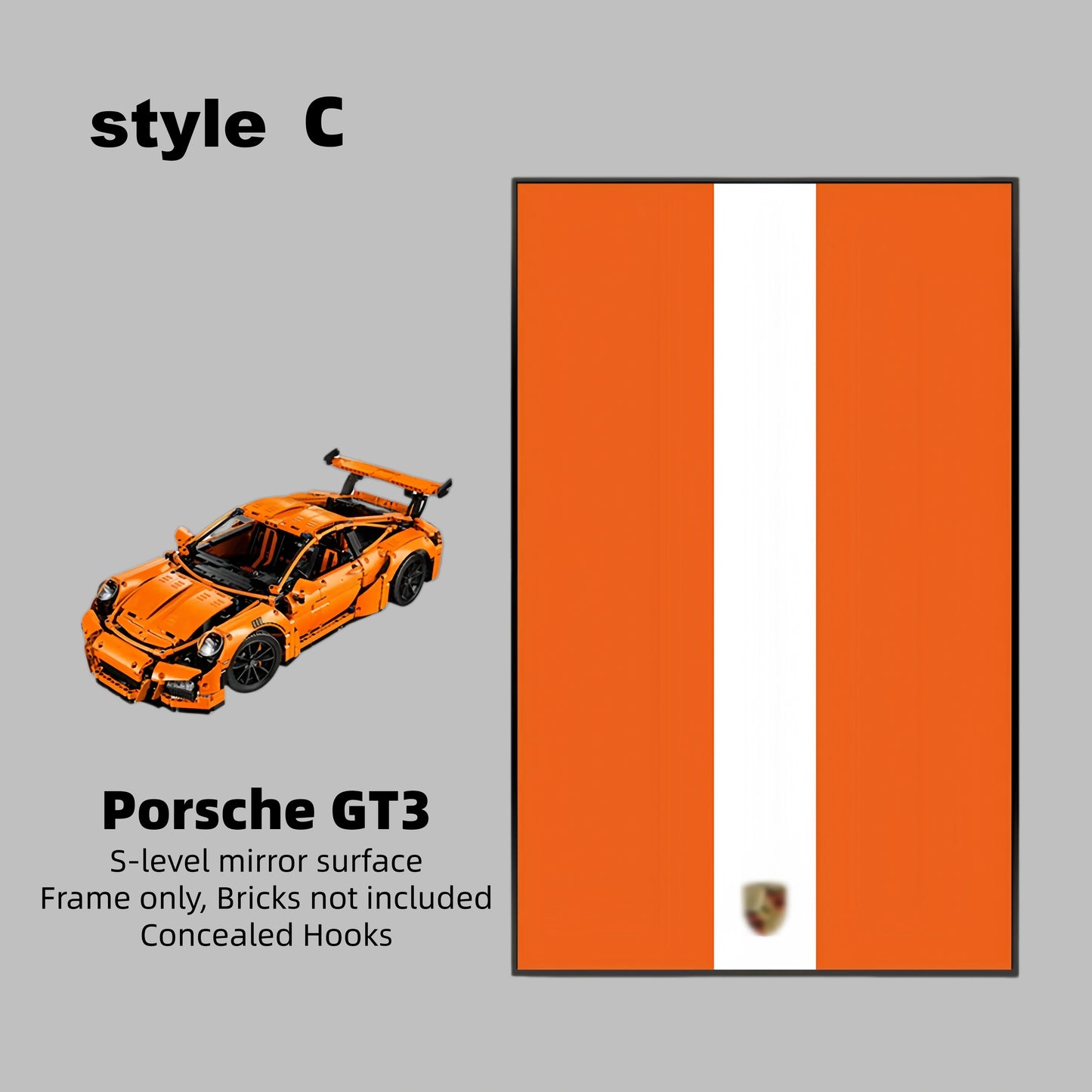 Wall Display Frame For LEGO® TECHNIC™ Porsche 911 GT3 RS 42056(Model Not Included)