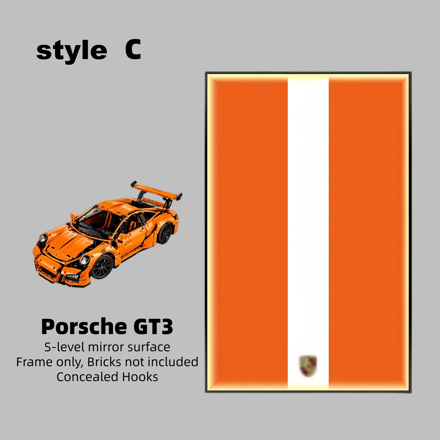 Wall Display Frame For LEGO® TECHNIC™ Porsche 911 GT3 RS 42056(Model Not Included)