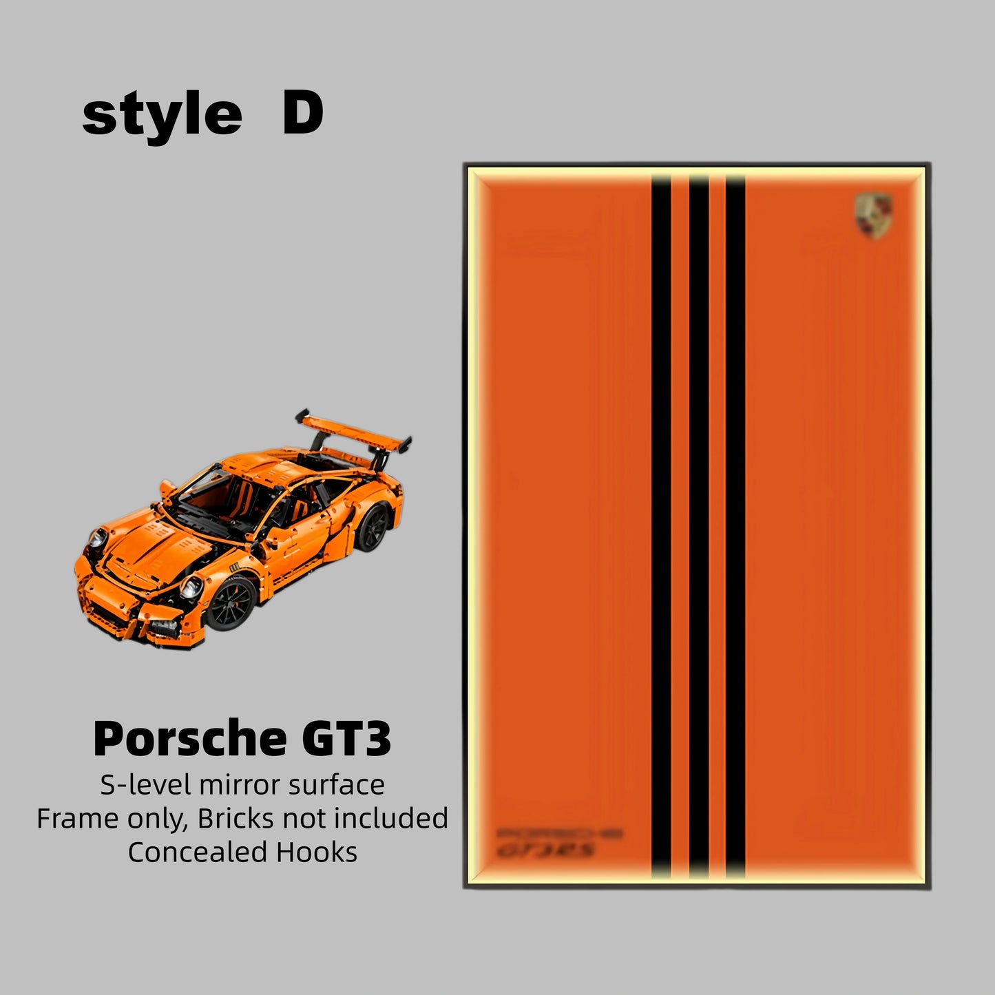 Wall Display Frame For LEGO® TECHNIC™ Porsche 911 GT3 RS 42056(Model Not Included)