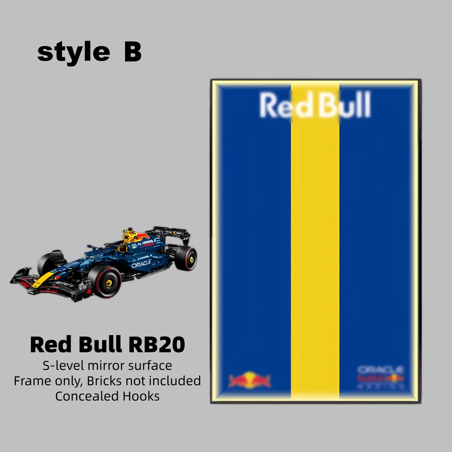 Wall Display Frame For LEGO® TECHNIC™ ORACLE RED BULL RACING RB20 F1 CAR 42206(Model Not Included)