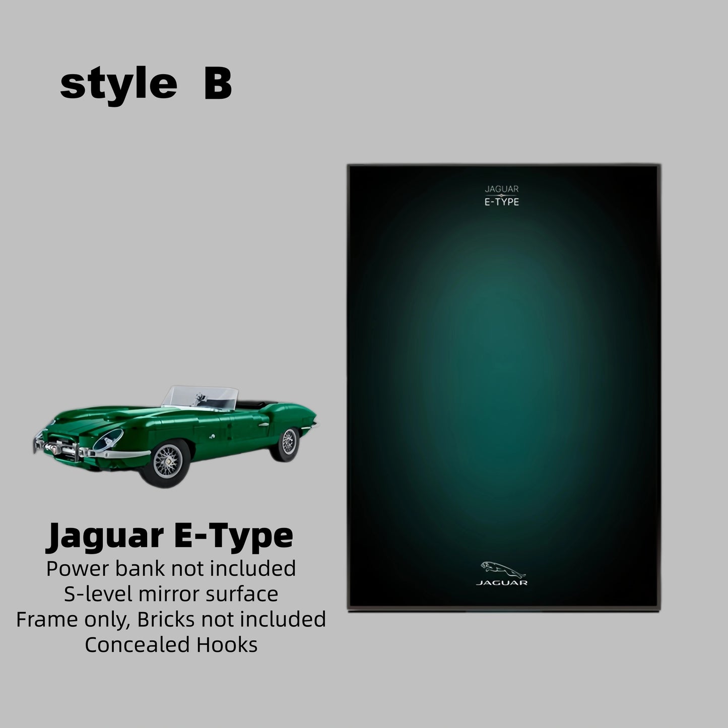 Wall Display Frame For Lego 11381 ICONS JAGUAR E-TYPE(Model not included)