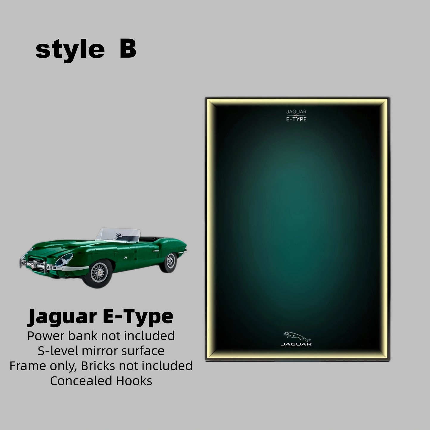 Wall Display Frame For Lego 11381 ICONS JAGUAR E-TYPE(Model not included)