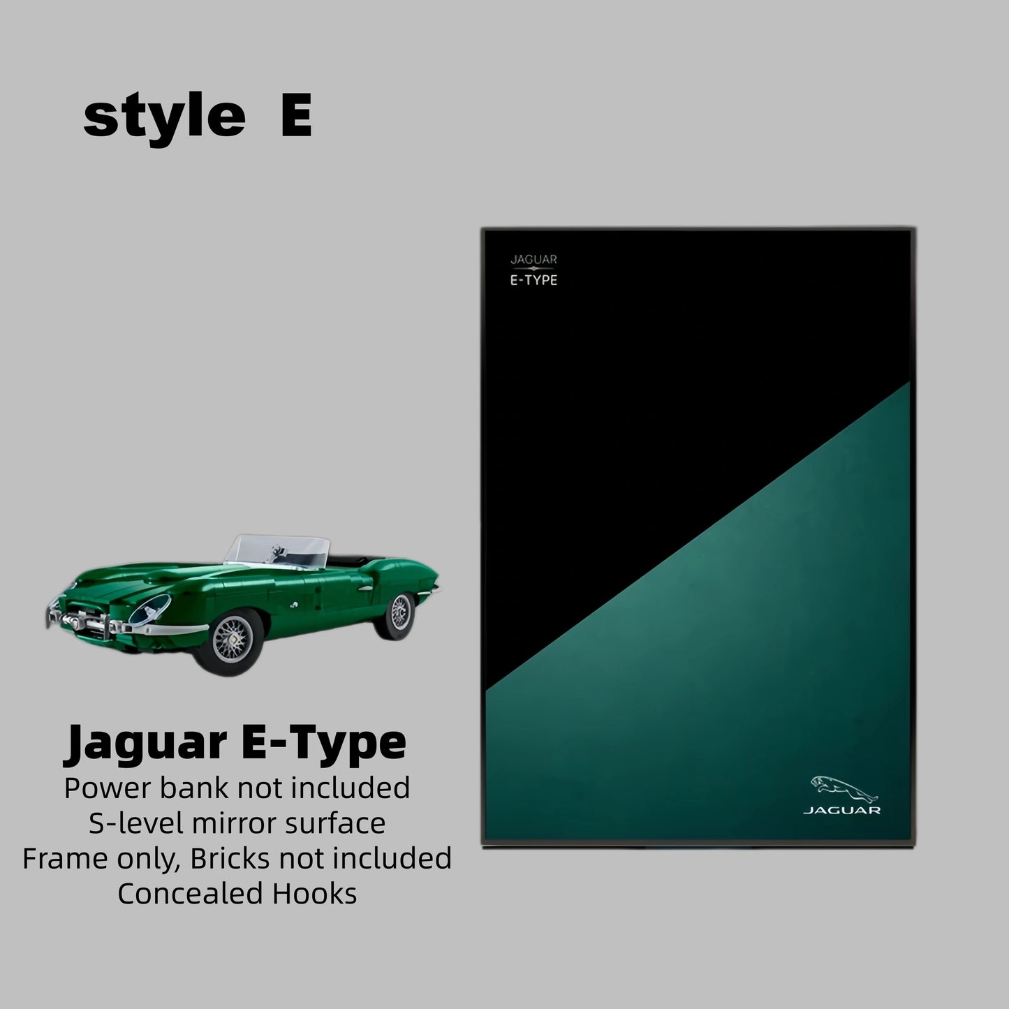 Wall Display Frame For Lego 11381 ICONS JAGUAR E-TYPE(Model not included)