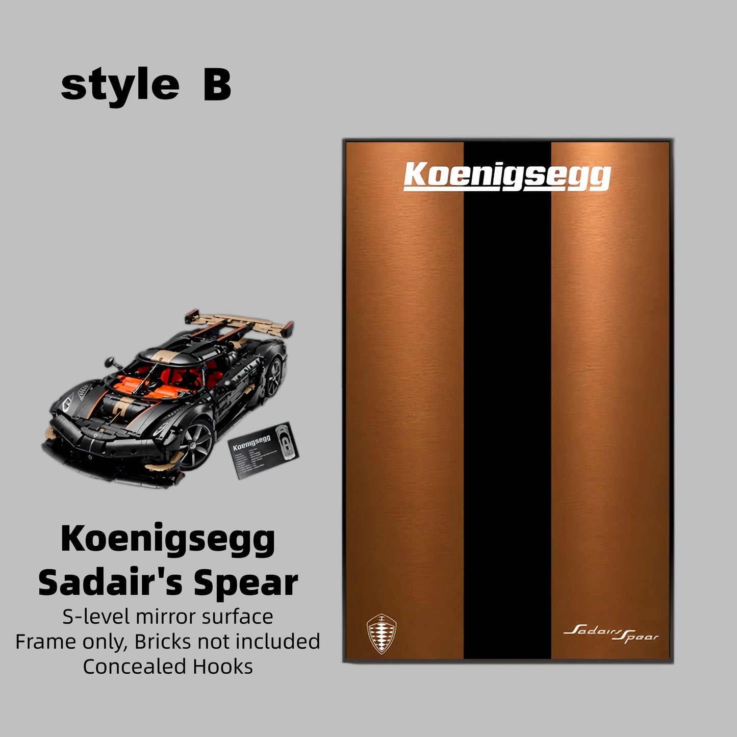Wall Display Frame For Lego 42232 Technic Koenigsegg Sadair’s Spear.(Model Not Included)