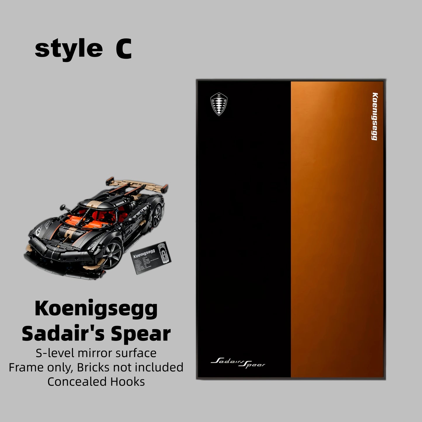 Wall Display Frame For Lego 42232 Technic Koenigsegg Sadair’s Spear.(Model Not Included)