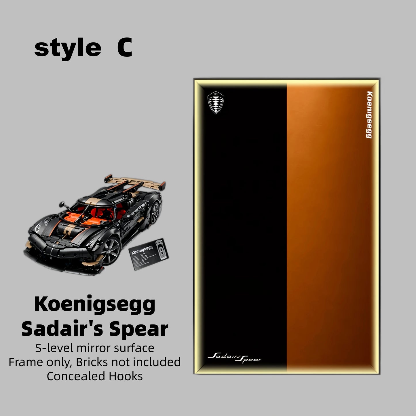 Wall Display Frame For Lego 42232 Technic Koenigsegg Sadair’s Spear.(Model Not Included)