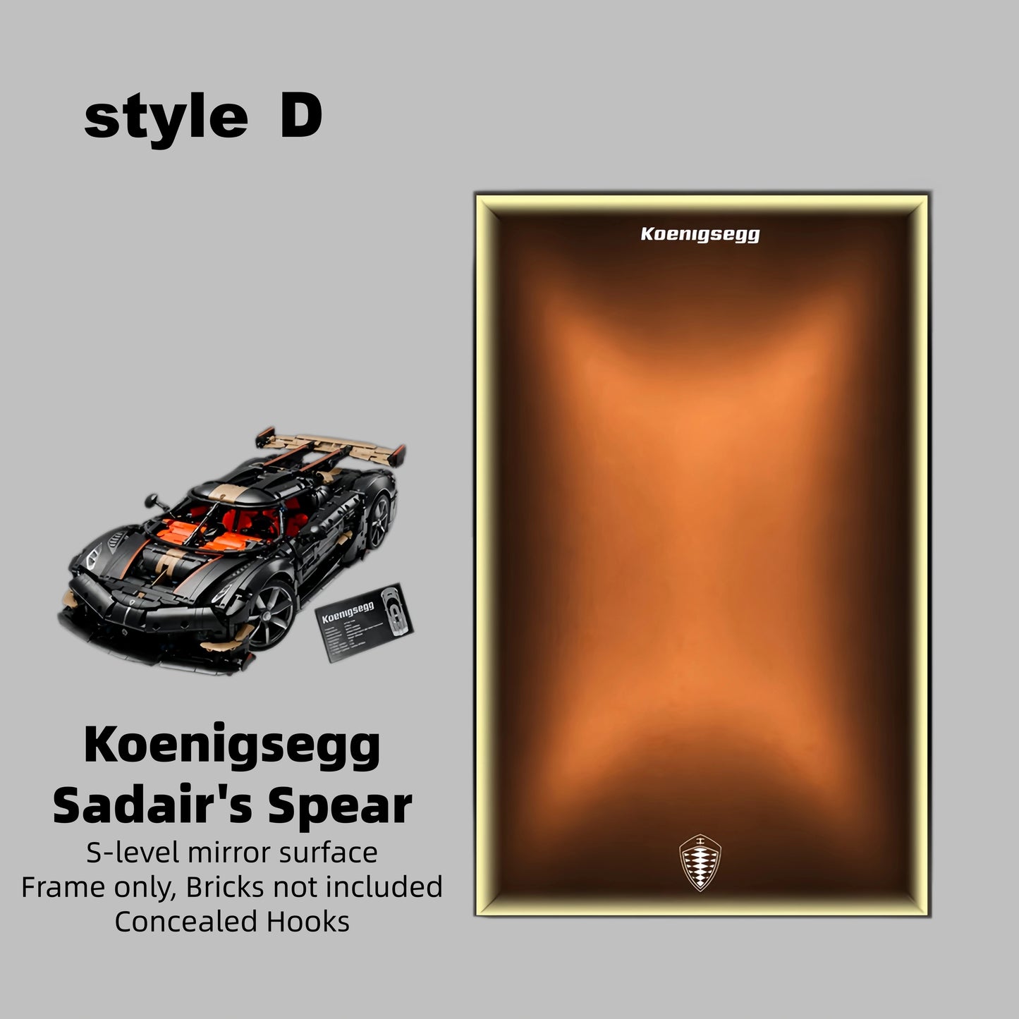Wall Display Frame For Lego 42232 Technic Koenigsegg Sadair’s Spear.(Model Not Included)