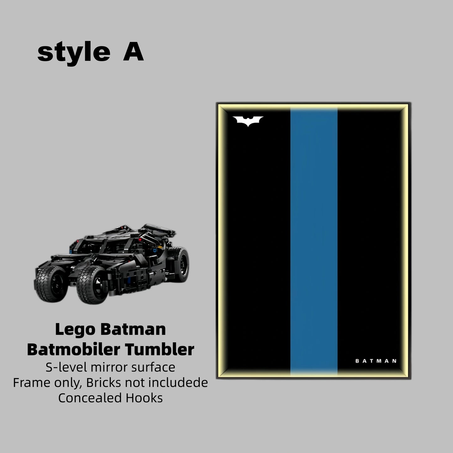 Wall Display Frame For Lego Batman 42239 BATMOBILE™ TUMBLER(Model Not Included)