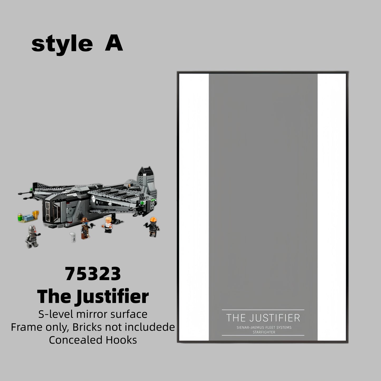 Wall Display Frame For  LEGO® STAR WARS 75323 The Justifier™(Model Not Included)