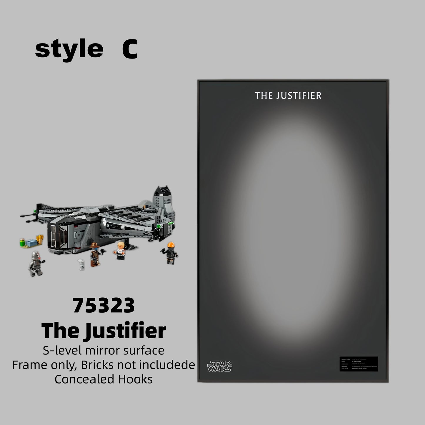 Wall Display Frame For  LEGO® STAR WARS 75323 The Justifier™(Model Not Included)
