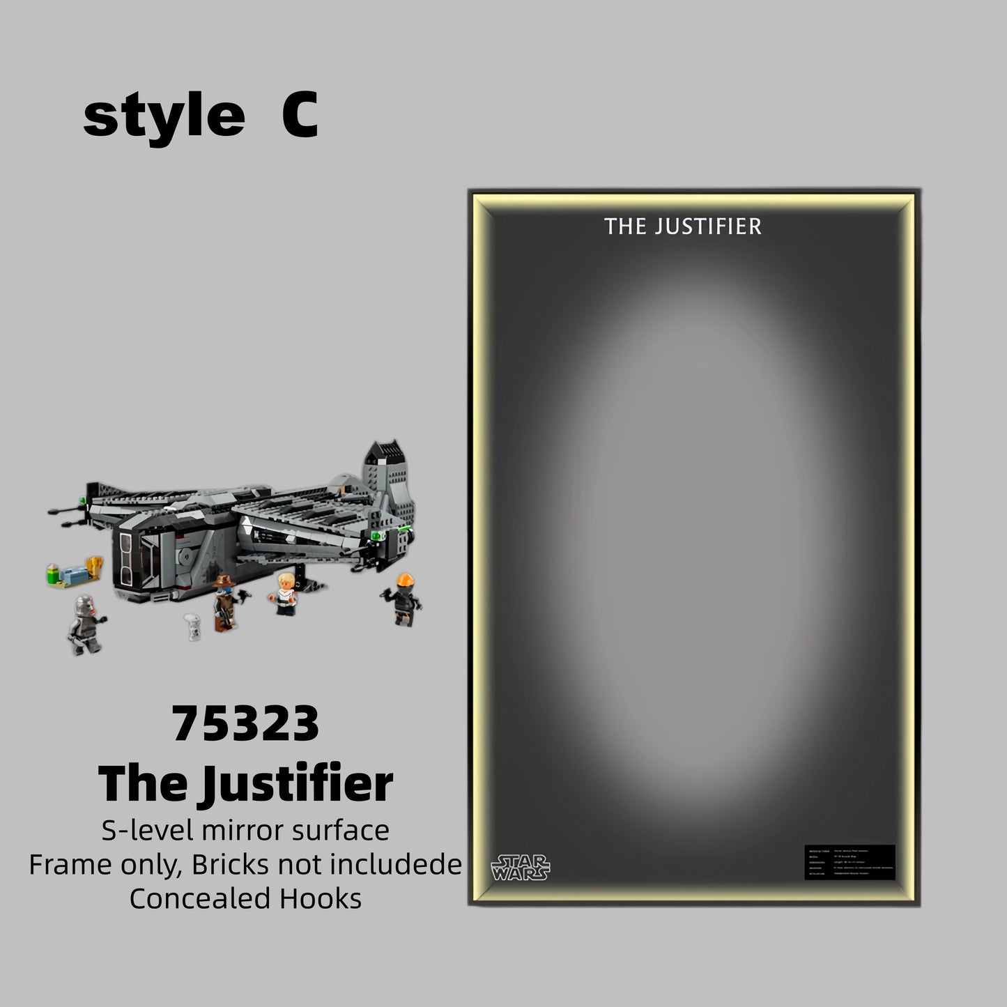 Wall Display Frame For  LEGO® STAR WARS 75323 The Justifier™(Model Not Included)