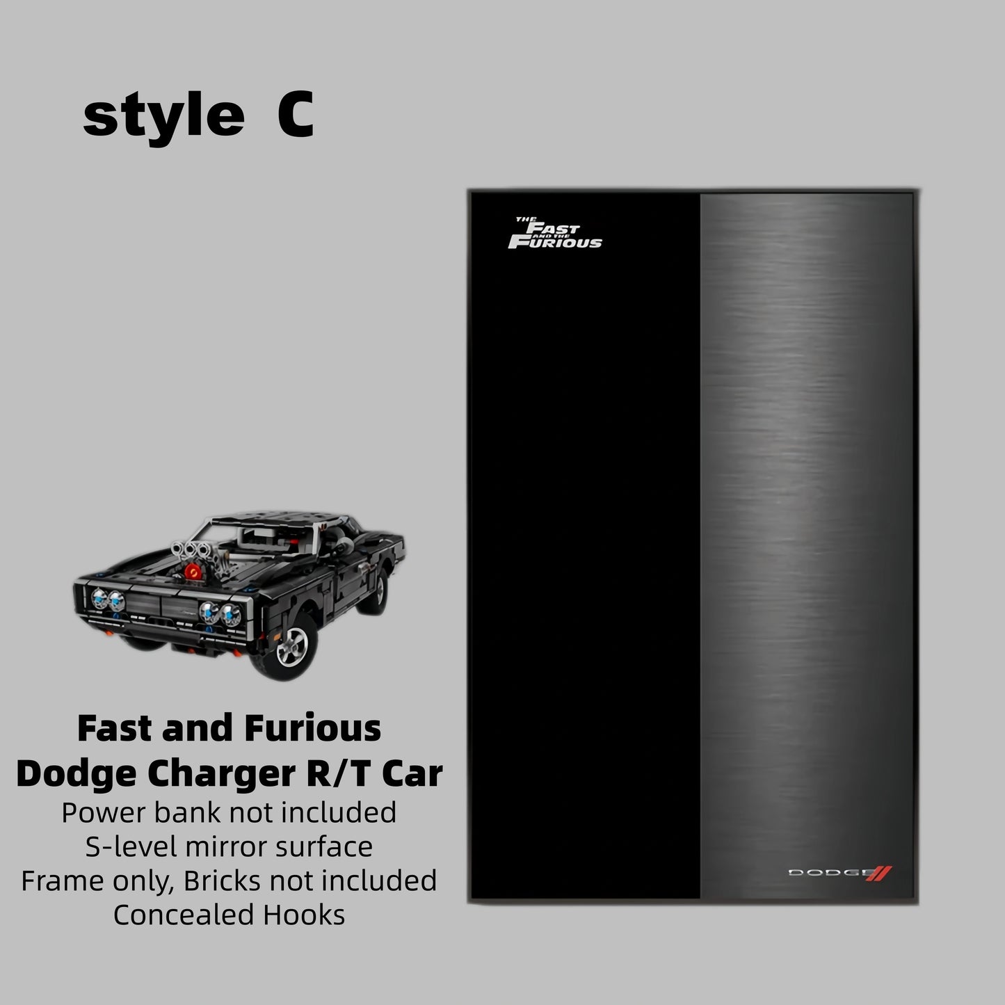 Wall Display Frames For LEGO Technic Fast and Furious Dodge Charger R/T Car 42231(Model not included)