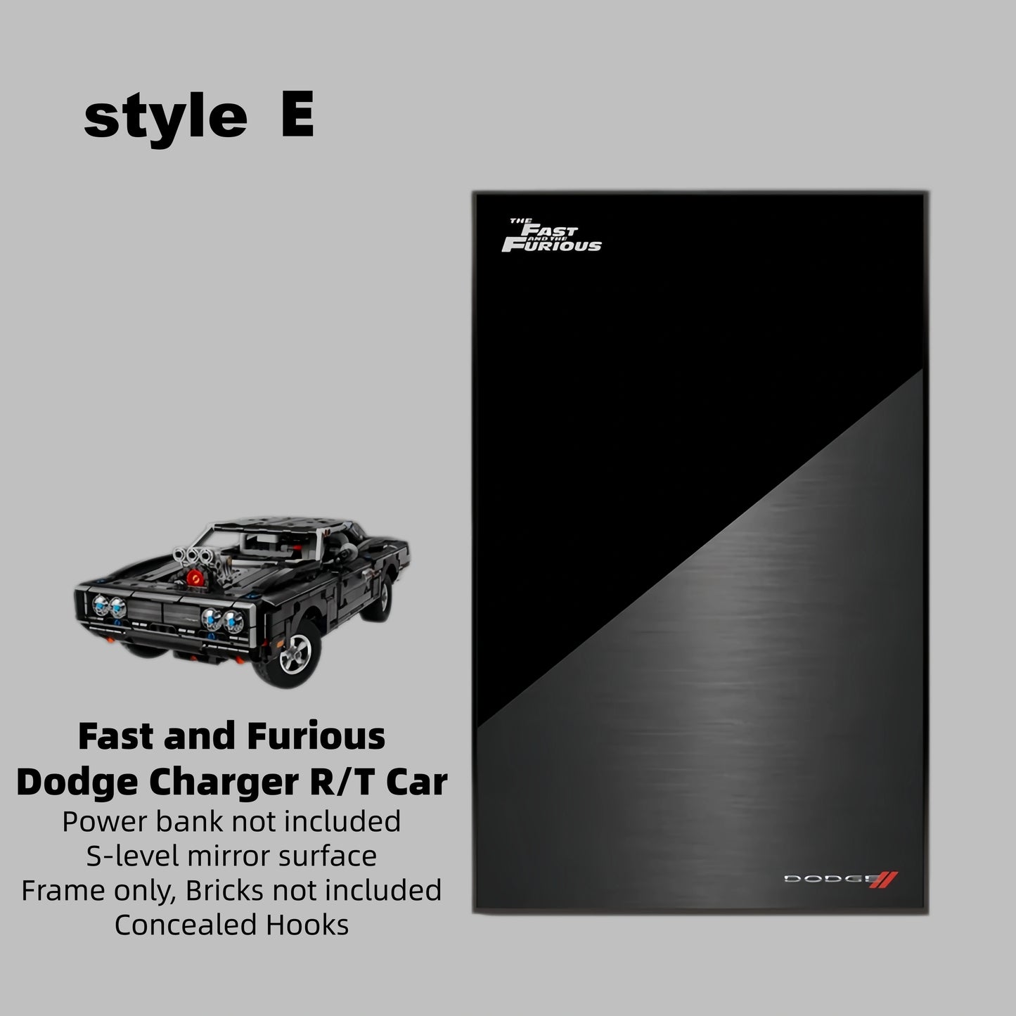 Wall Display Frames For LEGO Technic Fast and Furious Dodge Charger R/T Car 42231(Model not included)