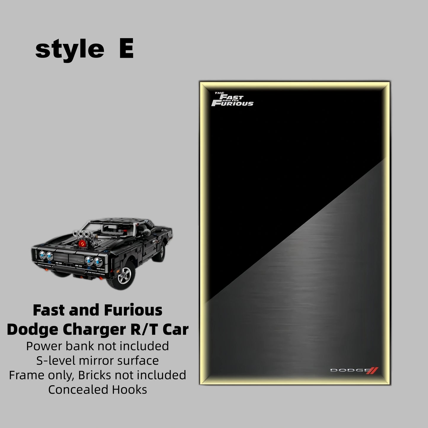 Wall Display Frames For LEGO Technic Fast and Furious Dodge Charger R/T Car 42231(Model not included)