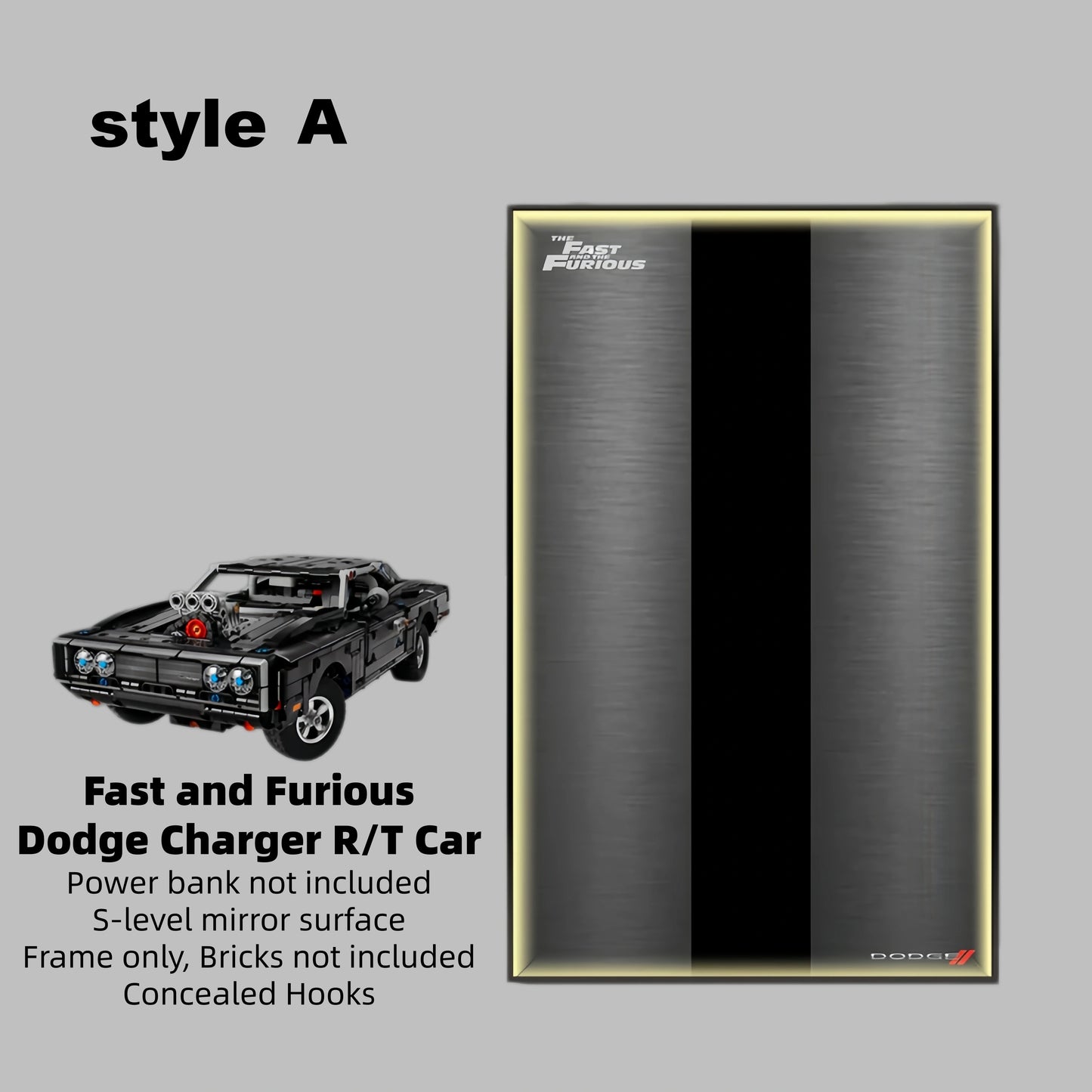 Wall Display Frames For LEGO Technic Fast and Furious Dodge Charger R/T Car 42231(Model not included)