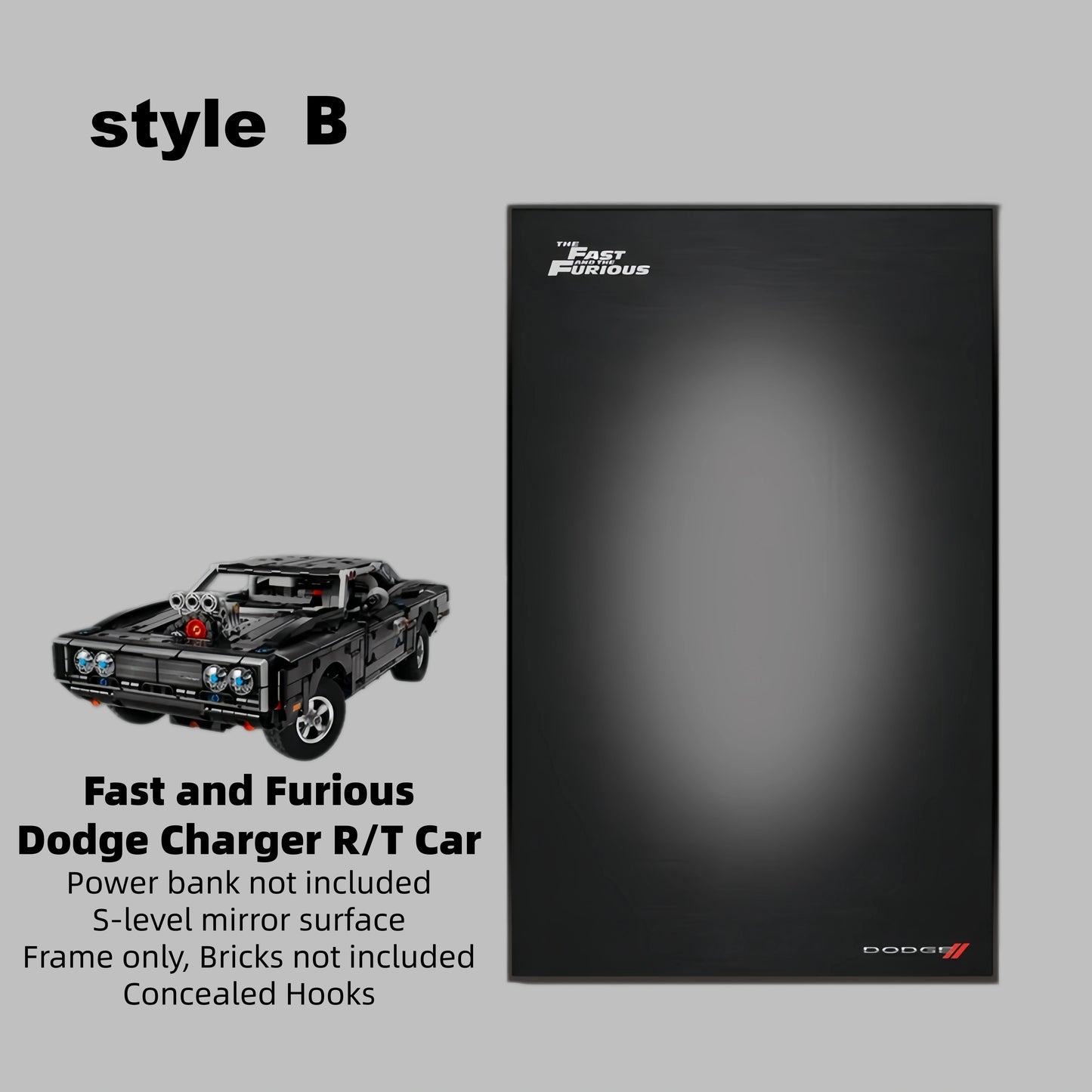 Wall Display Frames For LEGO Technic Fast and Furious Dodge Charger R/T Car 42231(Model not included)