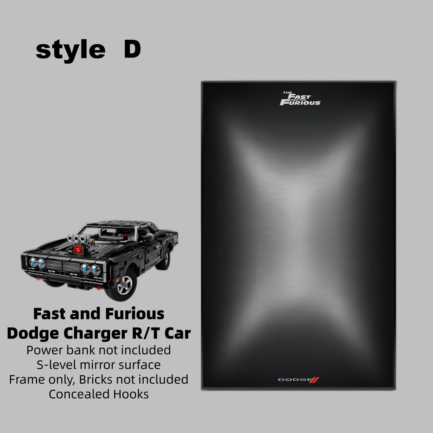 Wall Display Frames For LEGO Technic Fast and Furious Dodge Charger R/T Car 42231(Model not included)