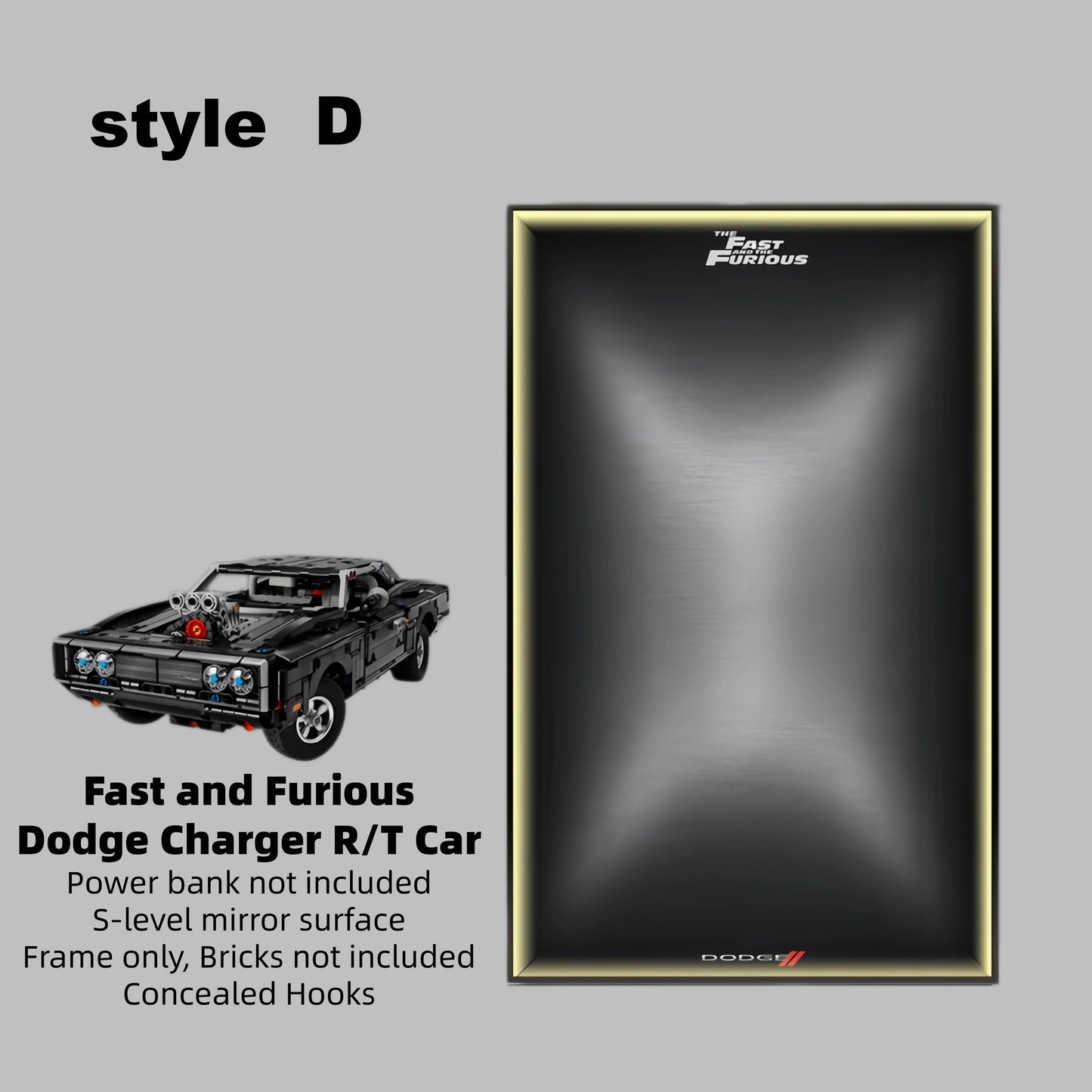 Wall Display Frames For LEGO Technic Fast and Furious Dodge Charger R/T Car 42231(Model not included)