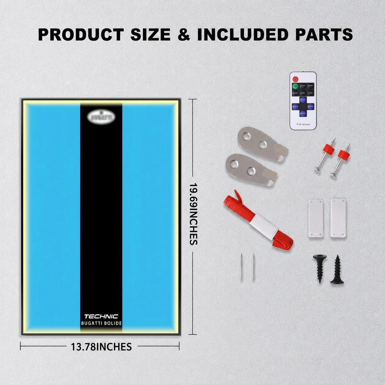 Wall Display Frame For LEGO® TECHNIC™ Bugatti Bolide Agile Blue Mid-Size Car 42162 (Model Not Included)