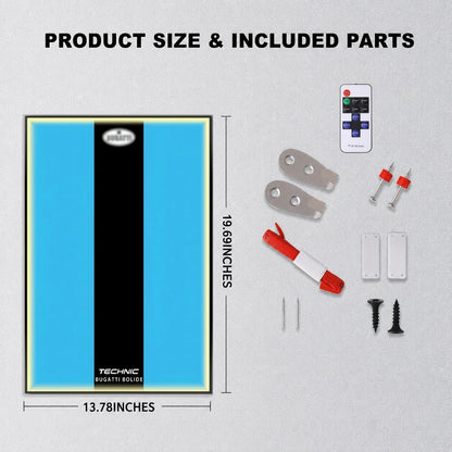 Wall Display Frame For LEGO® TECHNIC™ Bugatti Bolide Agile Blue Mid-Size Car 42162 (Model Not Included)