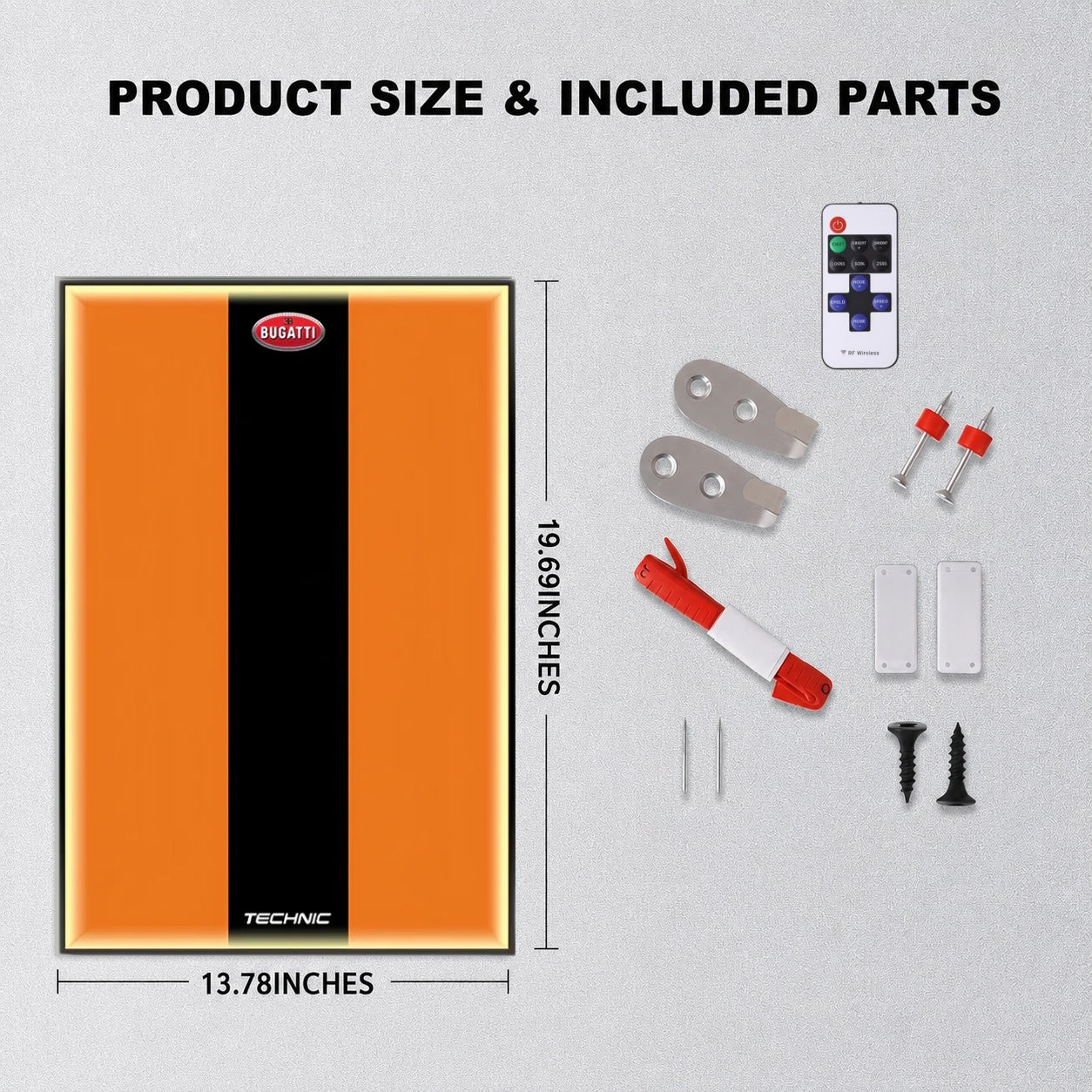 Wall Display Frame For LEGO® Technic™ Bugatti Chiron Pur Sport Hypercar Mid-Size Car 42222 (Model Not Included)