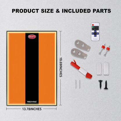 Wall Display Frame For LEGO® Technic™ Bugatti Chiron Pur Sport Hypercar Mid-Size Car 42222 (Model Not Included)