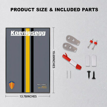 Wall Display Frame For  LEGO® TECHNIC™ Koenigsegg Jesko Absolut Grey Hypercar MID-SIZE CAR 42173 (Model Not Included)