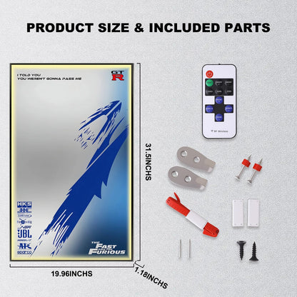 Wall Display Frame For LEGO® TECHNIC 42210 2 FAST 2 FURIOUS NISSAN SKYLINE GT-R (R34) CAR(Model Not Included)