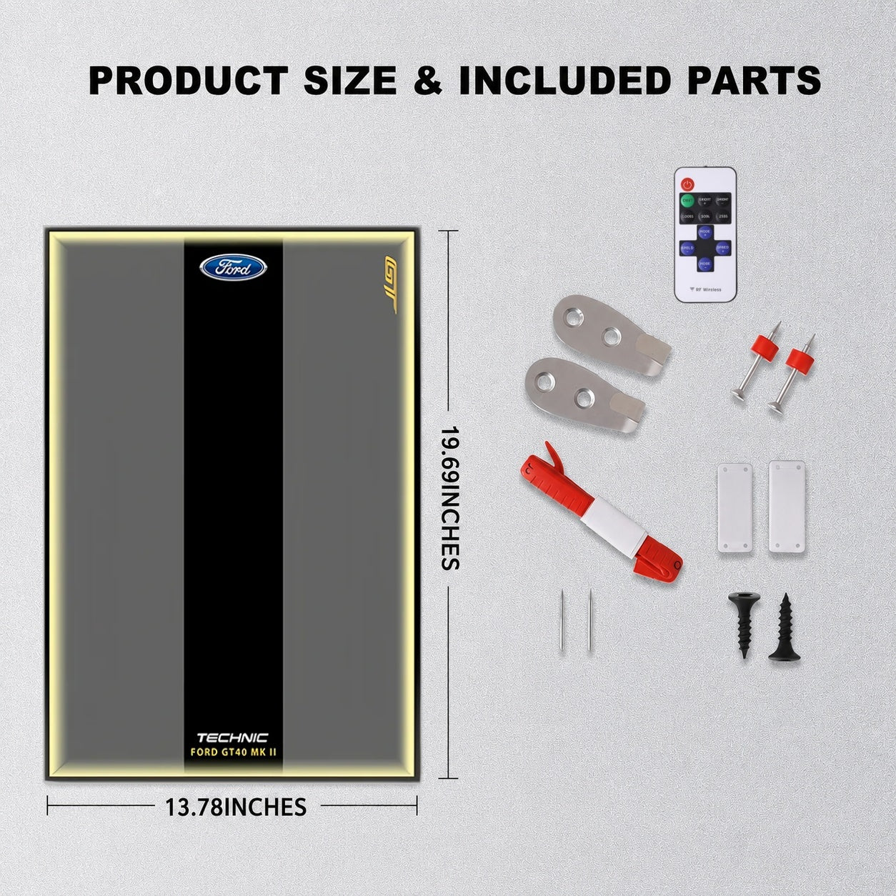 Wall Display Frame for LEGO® Technic™ 1966 Ford GT40 MKII Race Car Mid-Size Car 42223(Model Not Included)