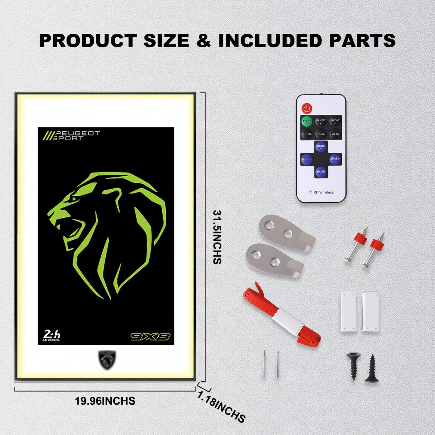Wall Display Frame for LEGO® Technic™  42156 Peugeot 9X8 (Model Not Included)