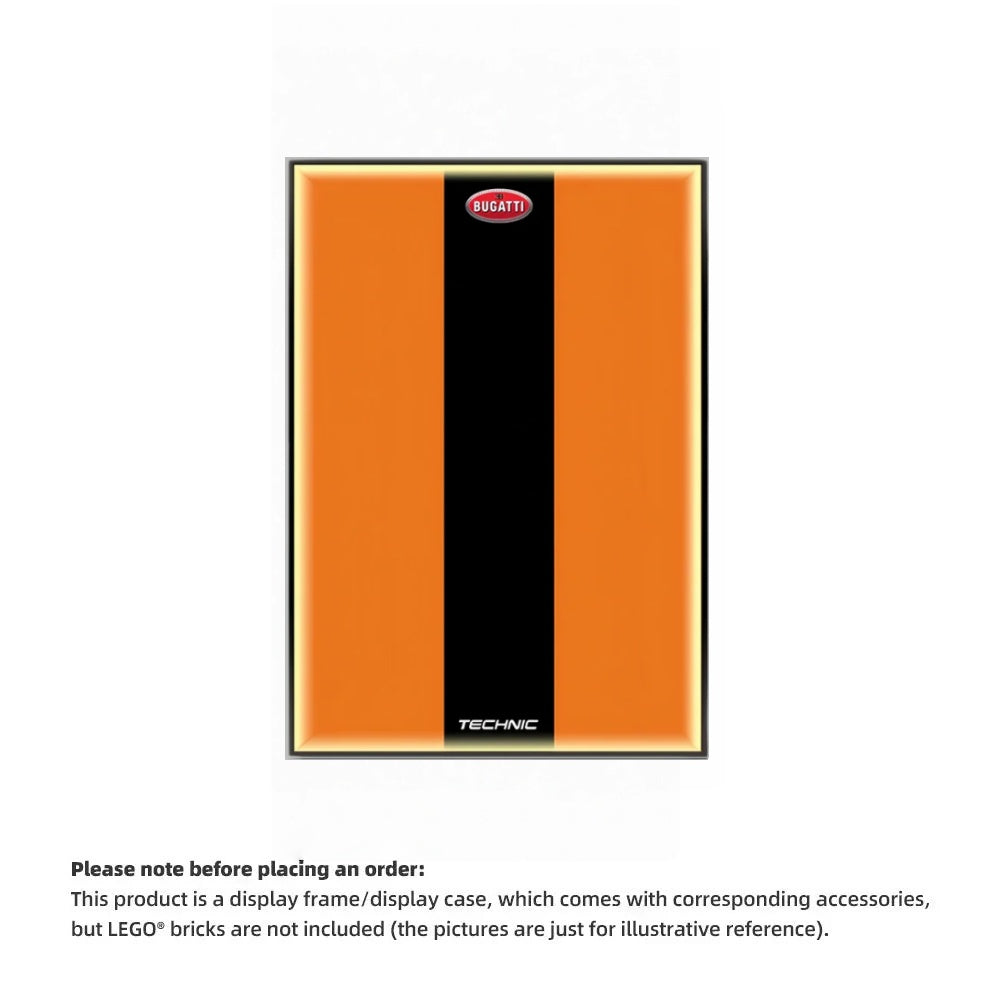 Wall Display Frame For LEGO® Technic™ Bugatti Chiron Pur Sport Hypercar Mid-Size Car 42222 (Model Not Included)