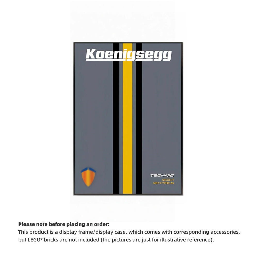 Wall Display Frame For  LEGO® TECHNIC™ Koenigsegg Jesko Absolut Grey Hypercar MID-SIZE CAR 42173 (Model Not Included)