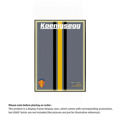 Wall Display Frame For  LEGO® TECHNIC™ Koenigsegg Jesko Absolut Grey Hypercar MID-SIZE CAR 42173 (Model Not Included)
