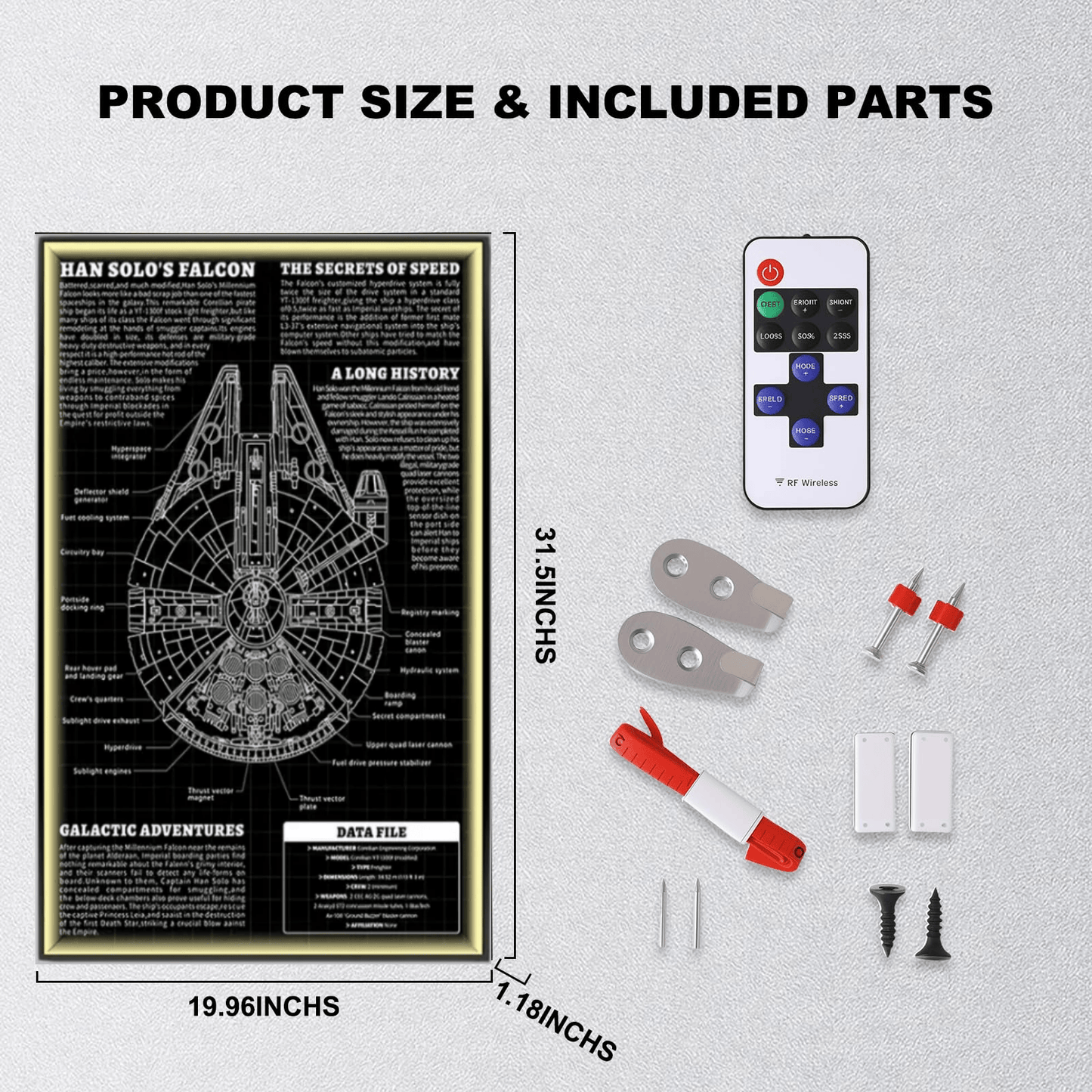 Wall Display frame for LEGO® Star Wars™ 75375 Millennium Falcon™(Model Not Included)