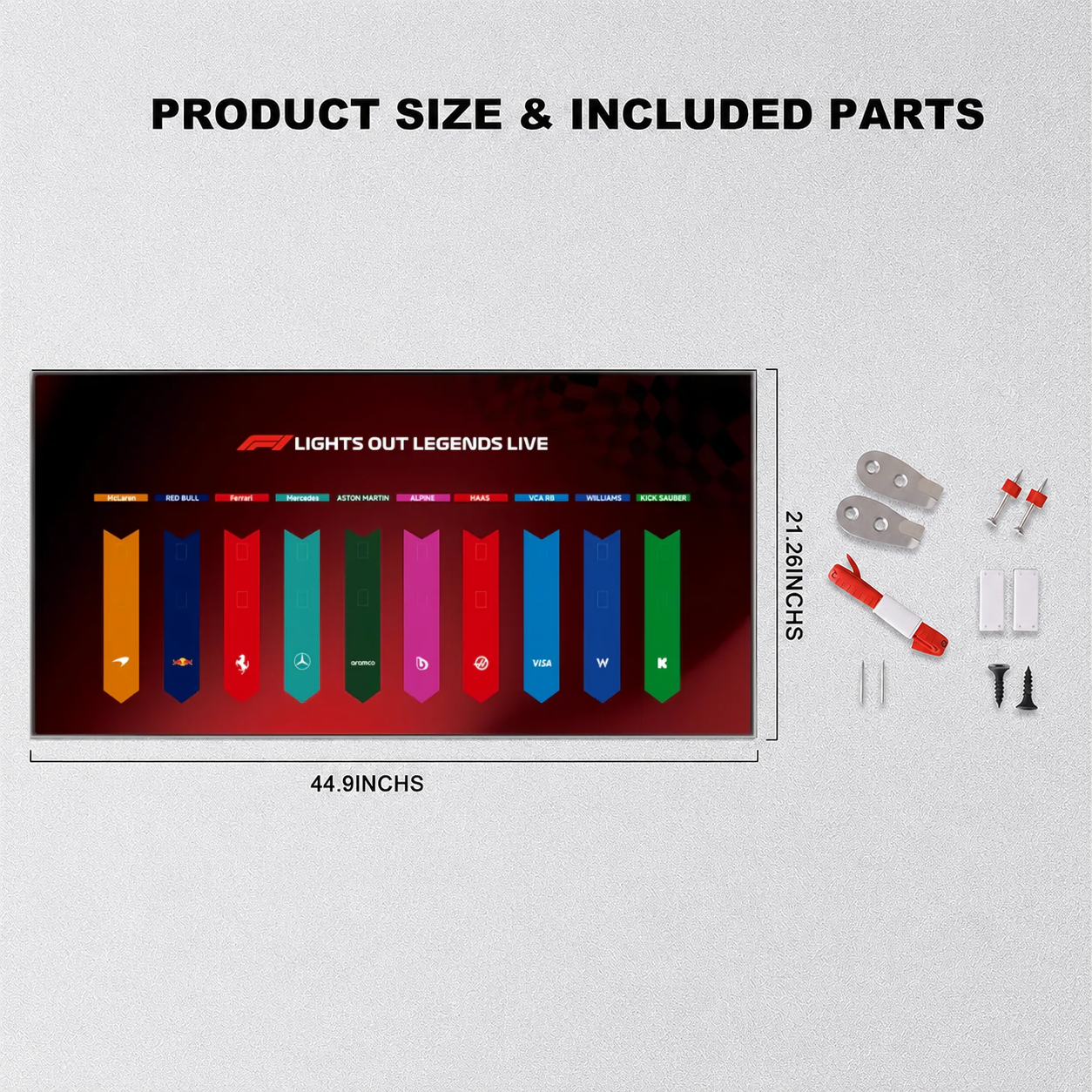 Wall Display Frame for LEGO® F1® Speed Champions F1 Cars Plus(Car not included)